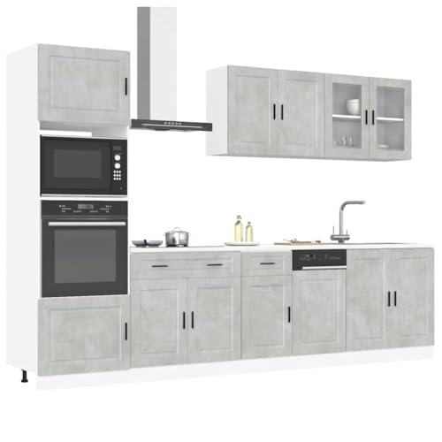 WEMYUFURN 7-TLG. Küchenschrank-Set Kalmar Betongrau Holzwerkstoff 7-teilige Küchenzeile mit Stauraum, Holzwerkstoff, verstellbaren Füßen von WEMYUFURN