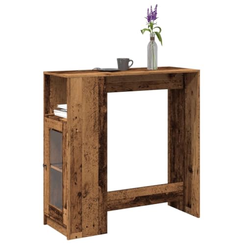 WEMYUFURN Bartisch mit Regal Altholz-Optik Mahlzeitentisch Pflegeleichter Tisch für Restaurant 101x40x103,5 cm Holzwerkstoff von WEMYUFURN