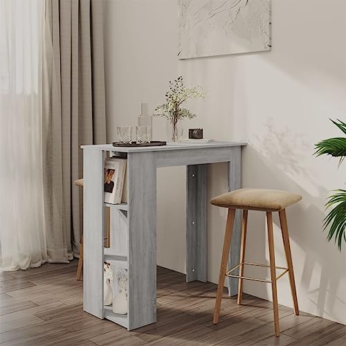 WEMYUFURN Bartisch mit Regal Grau Sonoma Dinner Table Küchentisch für Innenraum 102x50x103,5 cm Holzwerkstoff von WEMYUFURN