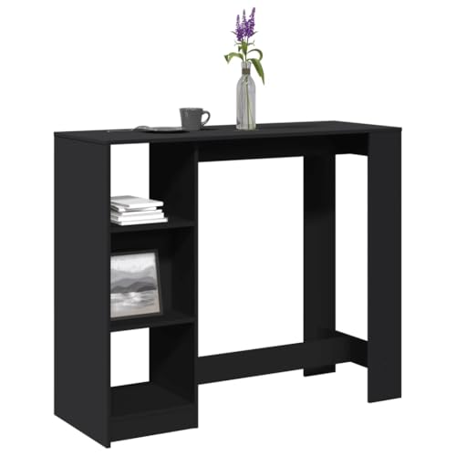 WEMYUFURN Bartisch mit Regal Schwarz Tisch für Küche Pflegeleichter Tisch für Restaurant 124x46x103,5 cm Holzwerkstoff WEMYUFURN Bartisch mit Regal Schwarz Tisch für Küche Pflegeleichter Tisch für Restaurant 124x46x103,5 cm Holzwerkstoff von WEMYUFURN