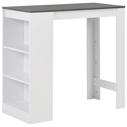 WEMYUFURN Bartisch mit Regal Weiß Tafel Massiver Esstisch für Restaurant 110x50x103 cm von WEMYUFURN