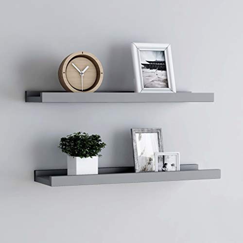 WEMYUFURN Bilderleisten 2 STK. Grau 40x9x3 cm MDF, Regale Bücherregal Wandregal Wand Sideboard für Wohnzimmer, Schlafzimmer und Büro von WEMYUFURN