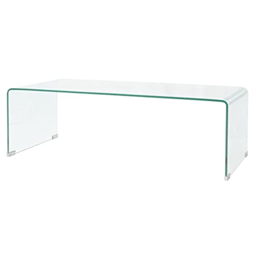 WEMYUFURN Couchtisch aus gehärtetem Glas 98x45x30 cm Transparent, Couchtisch, Wohnzimmertisch, Beistelltisch - für Wohnzimmer und Büro - Mittelpunkt für Ihr Zuhause von WEMYUFURN