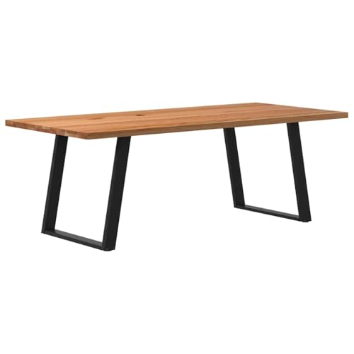 WEMYUFURN Esstisch Hellbraun Tafel Massiver Esstisch für Innenraum 220x100x74 cm Massivholz Eiche Rechteckig von WEMYUFURN