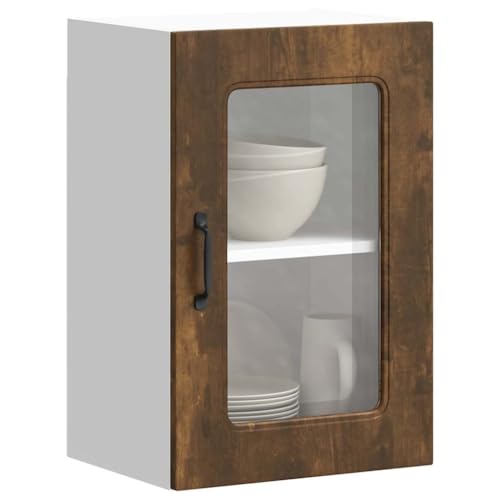 WEMYUFURN Küchen-Hängeschrank mit Glastür Kalmar Räuchereiche Holzwerkstoff Ofenunterschrank mit großem Staufach und verstellbaren Füßen für Küche WEMYUFURN Küchen-Hängeschrank mit Glastür Kalmar Räuchereiche Holzwerkstoff Ofenunterschrank mit großem Staufach und verstellbaren Füßen für Küche von WEMYUFURN