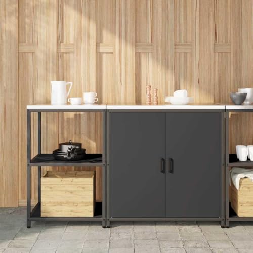 WEMYUFURN Küchenlager-Set mit Regal mit Speicher mit Tür Verstellbar 2 pcs Schwarz Aufbewahrungsschrank für Küche und Garage mit Metallregalen und Schwenktüren 150 x 50 x von WEMYUFURN