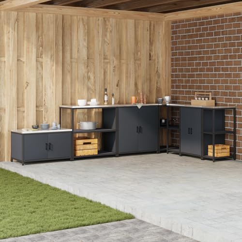 WEMYUFURN Küchenlageregal mit Regal mit Speicher Anthrazit Modularer Stauraum Schrank mit hitzebeständigem Material für Innen- und Außenbereich 60 x 50 x 92 cm Stahl von WEMYUFURN