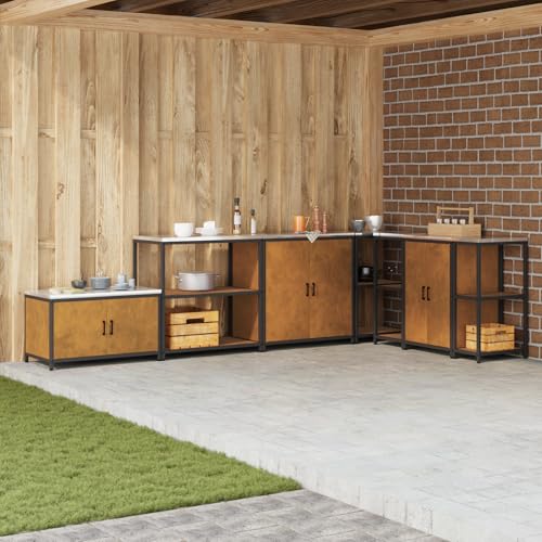 WEMYUFURN Küchenlageregal mit Regal mit Speicher Rostig Modularer Stauraum Schrank mit hitzebeständigem Material für Innen- und Außenbereich 60 x 50 x 92 cm Wetterstahl von WEMYUFURN