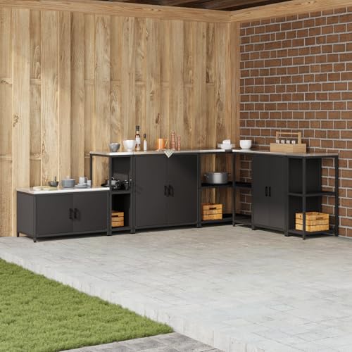 WEMYUFURN Küchenlageregal mit Regal mit Speicher Schwarz Modularer Stauraum Schrank mit hitzebeständigem Material für Innen- und Außenbereich 60 x 50 x 92 cm Stahl von WEMYUFURN