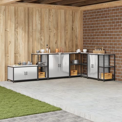 WEMYUFURN Küchenlageregal mit Regal mit Speicher Silber Modularer Stauraum Schrank mit hitzebeständigem Material für Innen- und Außenbereich 60 x 50 x 92 cm Edelstahl von WEMYUFURN