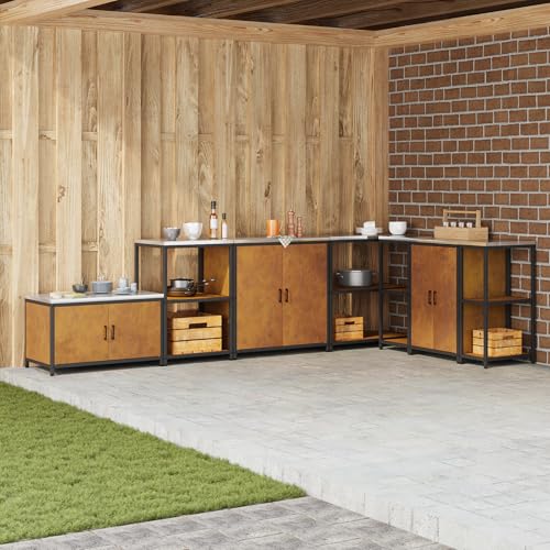 WEMYUFURN Küchenlagerregal mit Regal Rostig Modularer Stauraum Schrank mit hitzebeständigem Material für Innen- und Außenbereich 60 x 50 x 92 cm Wetterstahl von WEMYUFURN