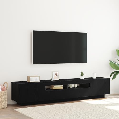 WEMYUFURN LED TV-Schrank Schwarz Eiche tv Board tv möbel Fernseher Tisch Fernsehtisch 200x35x40 cm Holzwerkstoff WEMYUFURN LED TV-Schrank Schwarz Eiche tv Board tv möbel Fernseher Tisch Fernsehtisch 200x35x40 cm Holzwerkstoff von WEMYUFURN
