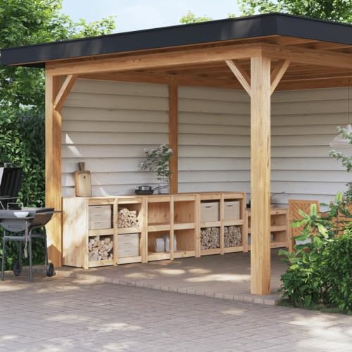 WEMYUFURN Outdoor-Küchenschränke 3 STK. Massivholz Kiefer Outdoor-Küchenschrank aus Kiefernholz mit Stauraum und modularer Gestaltung von WEMYUFURN
