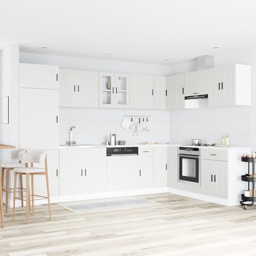 WEMYUFURN Spülenunterschrank Porto mit Waschbecken in Weiß, Funktionaler Spülschrank mit höhenverstellbaren Füßen für optimale Küchenorganisation 80x46x84,5 cm aus Holzwerkstoff von WEMYUFURN