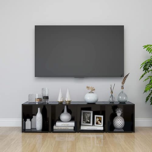 WEMYUFURN TV-Schränke 4 STK. Hochglanz-Schwarz tv kommode tv möbel lowboard hängeschrank 37x35x37 cm Holzwerkstoff WEMYUFURN TV-Schränke 4 STK. Hochglanz-Schwarz tv kommode tv möbel lowboard hängeschrank 37x35x37 cm Holzwerkstoff von WEMYUFURN