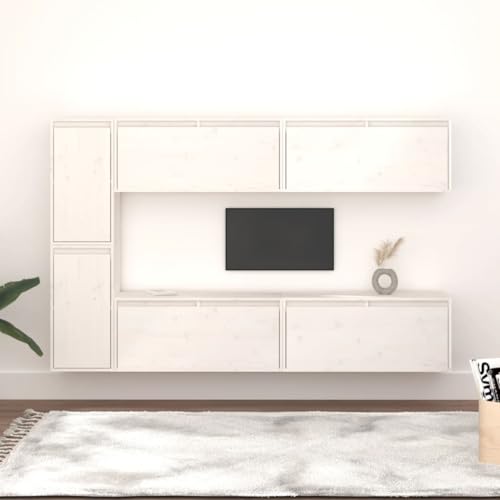 WEMYUFURN TV-Schränke 6 STK. Weiß Massivholz Kiefer wohnzimmerschrank tv Bank tv möbel lowboard WEMYUFURN TV-Schränke 6 STK. Weiß Massivholz Kiefer wohnzimmerschrank tv Bank tv möbel lowboard von WEMYUFURN
