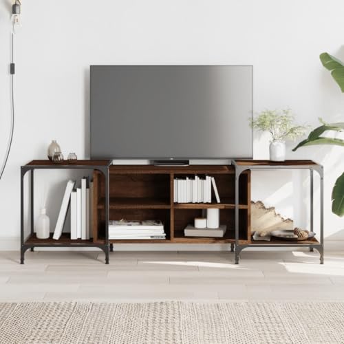 WEMYUFURN TV-Schrank Braun Eichen-Optik Couchtisch tv Cabinet hängeschrank HiFi Rack 153x37x50 cm Holzwerkstoff von WEMYUFURN