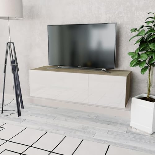 WEMYUFURN TV-Schrank Holzwerkstoff HiFi Rack Konsolentisch mit Schubladen tv ständer tv kommode 120x40x34 cm Hochglanz-Weiß und Eiche WEMYUFURN TV-Schrank Holzwerkstoff HiFi Rack Konsolentisch mit Schubladen tv ständer tv kommode 120x40x34 cm Hochglanz-Weiß und Eiche von WEMYUFURN