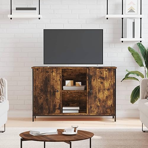 WEMYUFURN TV-Schrank Räuchereiche tv Board Couchtisch Sideboard hängend tv unterschrank 100x35x65 cm Holzwerkstoff von WEMYUFURN