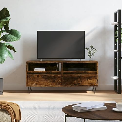 WEMYUFURN TV-Schrank Räuchereiche tv unterschrank Fernseher Tisch Konsolentisch mit Schubladen tv Cabinet 100x34,5x44,5 cm Holzwerkstoff WEMYUFURN TV-Schrank Räuchereiche tv unterschrank Fernseher Tisch Konsolentisch mit Schubladen tv Cabinet 100x34,5x44,5 cm Holzwerkstoff von WEMYUFURN