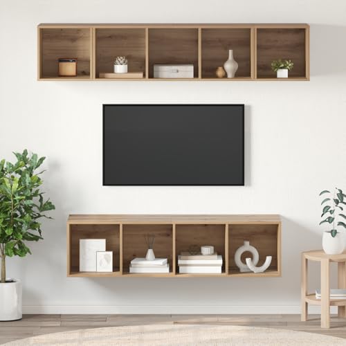 WEMYUFURN TV-Schrank-Set 4 pcs Eiche handwerklich Couchtisch lowboard hängeschrank Fernseher Tisch 37 x 37 x 142,5 cm WEMYUFURN TV-Schrank-Set 4 pcs Eiche handwerklich Couchtisch lowboard hängeschrank Fernseher Tisch 37 x 37 x 142,5 cm von WEMYUFURN