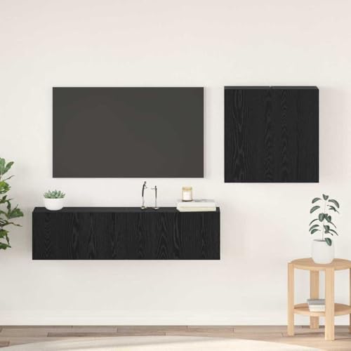 WEMYUFURN TV-Schrank-Set mit Regal 4 pcs Schwarz Eiche Sideboard Wohnzimmer tv Regal tv Bank Fernsehschrank 120 x 30 x 30 cm WEMYUFURN TV-Schrank-Set mit Regal 4 pcs Schwarz Eiche Sideboard Wohnzimmer tv Regal tv Bank Fernsehschrank 120 x 30 x 30 cm von WEMYUFURN
