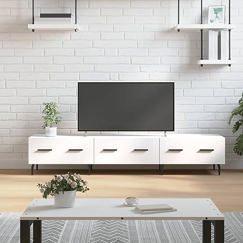 WEMYUFURN TV-Schrank Weiß Fernsehschrank Couchtisch Sideboard hängend tv Bank 150x36x30 cm Holzwerkstoff von WEMYUFURN