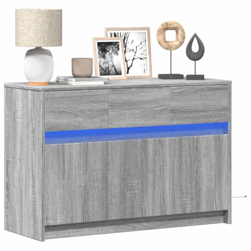 WEMYUFURN TV-Schrank mit LED-Beleuchtung Grau Sonoma Sideboard hängend Konsolentisch mit Schubladen Fernsehtisch HiFi Rack 91x34x61 cm WEMYUFURN TV-Schrank mit LED-Beleuchtung Grau Sonoma Sideboard hängend Konsolentisch mit Schubladen Fernsehtisch HiFi Rack 91x34x61 cm von WEMYUFURN