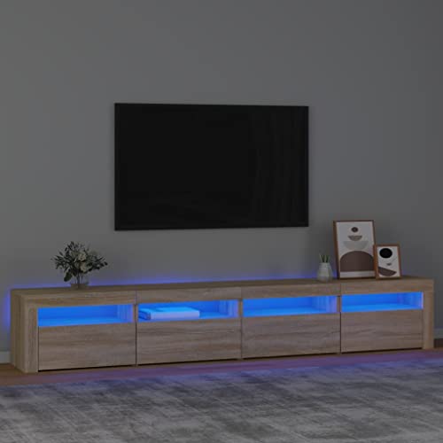 WEMYUFURN TV-Schrank mit LED-Leuchten Sonoma-Eiche tv Board Sideboard hängend tv unterschrank Fernsehschrank 240x35x40 cm von WEMYUFURN
