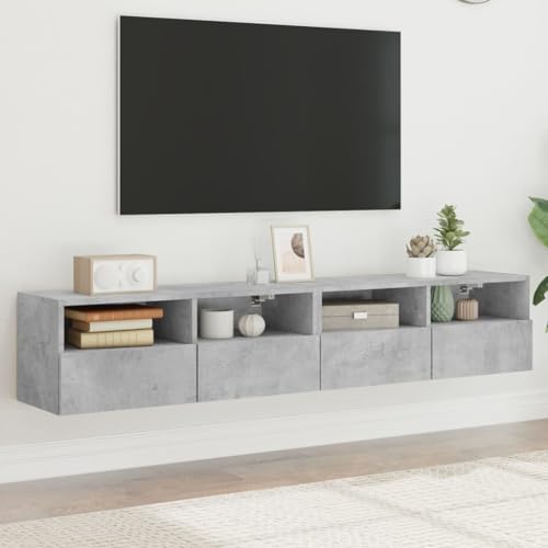 WEMYUFURN TV-Wandschränke 2 STK. Betongrau Konsolentisch mit Schubladen Sideboard Wohnzimmer tv Board tv Cabinet 80x30x30 cm Holzwerkstoff WEMYUFURN TV-Wandschränke 2 STK. Betongrau Konsolentisch mit Schubladen Sideboard Wohnzimmer tv Board tv Cabinet 80x30x30 cm Holzwerkstoff von WEMYUFURN