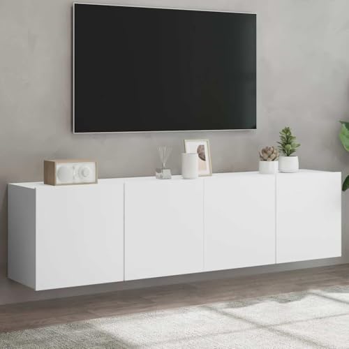 WEMYUFURN TV-Wandschränke 2 STK. Weiß wohnzimmerschrank hängeschrank Fernseher kommode Fernsehtisch 80x30x41 cm von WEMYUFURN