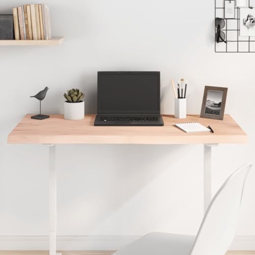 WEMYUFURN Tischplatte 100x50x(2-4) cm Massivholz Eiche Unbehandelt Massivholzplatte Holztafel Holzplatte für Möbelbau für Arbeitsplatte Schreibtisch von WEMYUFURN