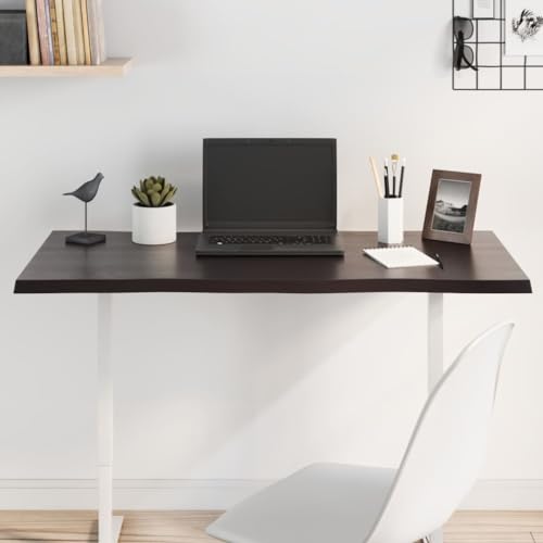 WEMYUFURN Tischplatte 100x50x2 cm Massivholz Eiche Behandelt Baumkante Naturholz Tischplatte Echtholzplatte Massivholztafel für Schreibtisch Arbeitsplatte von WEMYUFURN