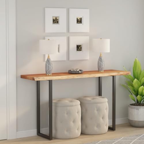 WEMYUFURN Tischplatte 110x40x2,5cm Rechteckig Massivholz Akazie Baumkante Holzplatte für Möbelbau Massivholzplatte Massivholztafel für Wohnzimmer Küche von WEMYUFURN