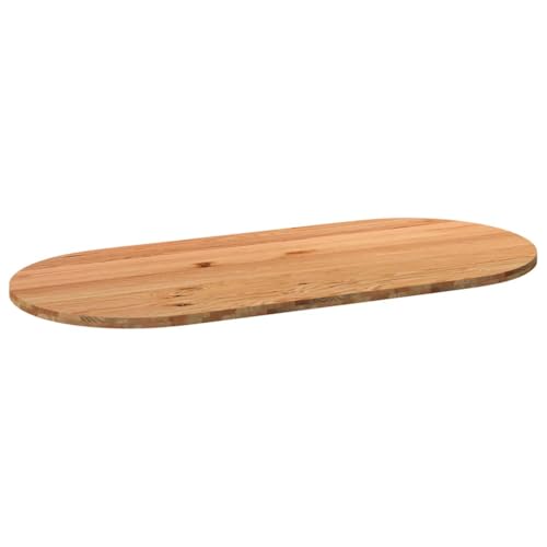 WEMYUFURN Tischplatte Hellbraun 220x100x4 cm Massivholz Eiche Oval Esstischplatte Holz Küchentischplatte Tischlerplatte für Schreibtisch Esstisch von WEMYUFURN