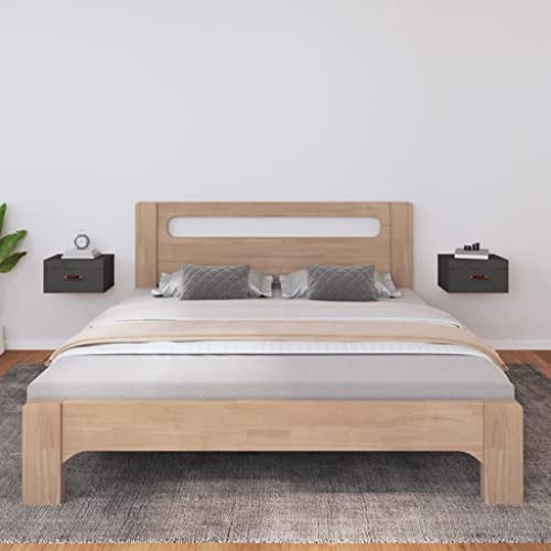WEMYUFURN Wand Nachttisch aus Kiefernholz mit Stauraum, Wandmontage Nachttisch für Schlafzimmer, stabile Oberfläche, rustikales Design von WEMYUFURN