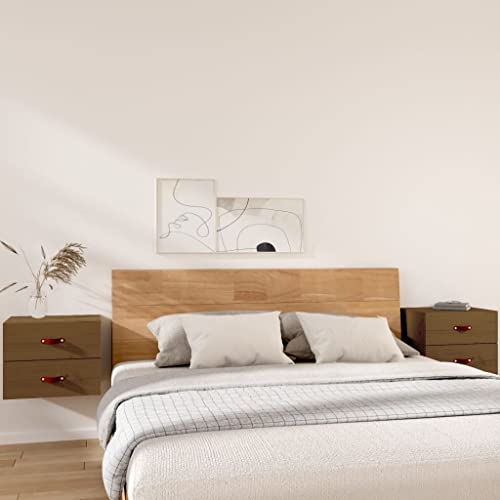 WEMYUFURN Wand-Nachttisch aus Kiefernholz mit Stauraum, stabile Oberfläche für Tischlampe und Bücher, platzsparendes Design für Schlafzimmer von WEMYUFURN