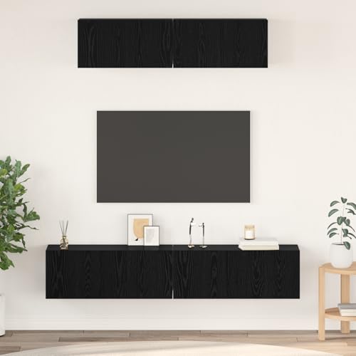 WEMYUFURN Wand TV Schrank 4 pcs Schwarze Eiche S wohnzimmerschrank Fernsehschrank Fernseher Schrank Sideboard Wohnzimmer 80 x 30 x 30,5 cm von WEMYUFURN
