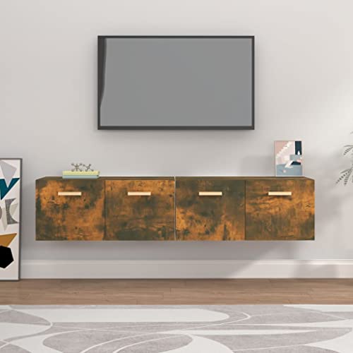 WEMYUFURN Wandhängeschrank aus Holzwerkstoff mit 2 Fächern - Stauraum Schwebeschrank für Bücher und Zeitschriften, dekorative Aufbewahrungslösung von WEMYUFURN