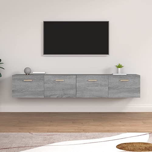 WEMYUFURN Wandhängeschrank mit 2 Fächern aus Holzwerkstoff - Stauraum Schwebeschrank für Bücher und Zeitschriften, dekorativ und platzsparend von WEMYUFURN