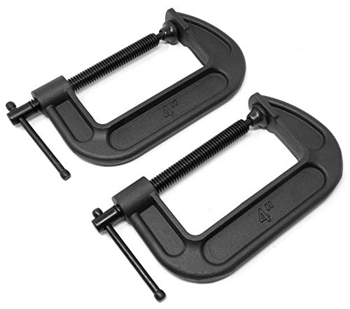 WEN CLC424 Heavy-Duty Cast Iron C-Clamps with 4-Inch Jaw Opening and 2.2-Inch Throat, 2 Pack von WEN