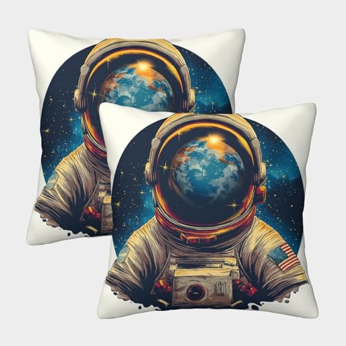 WENCIUEOL Astronaut Kissenbezug Für Wohnzimmer Und Schlafzimmer, 2er Set Star Outer Space Free Universe Kissenbezüge, Optimal Für Living Room Accent Und Bedroom Comfort 50x50cm von WENCIUEOL