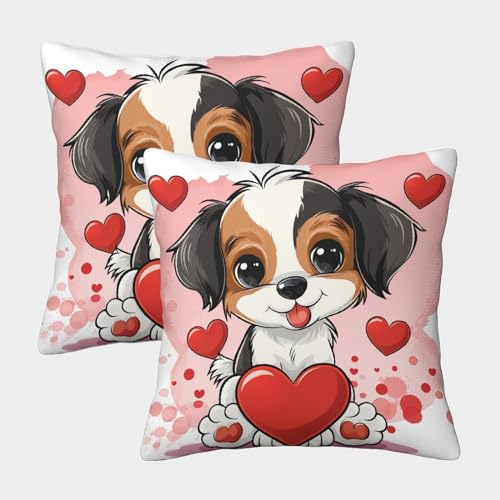 WENCIUEOL Cute Dog Personalisiertes Kissenbezug 2er Set - Besonderes Geschenk Für Freunde Dekorative Kopfkissenbezüge Animal Personality Simulation Für Sofa, Schlafzimmer, Auto 40x40cm von WENCIUEOL