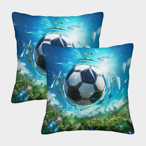 WENCIUEOL Football - Sports Gemusterte Motion Ball Game Personality Ball Kissenbezüge, 2er Pack, Geeignet Für Living Room Accent Und Bedroom Comfort, Leicht Zu Reinigen 50x50cm von WENCIUEOL