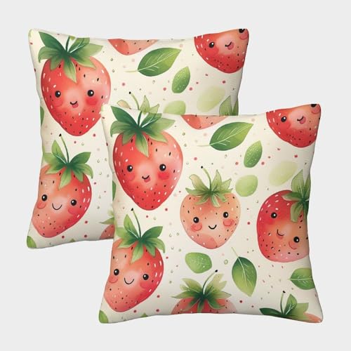WENCIUEOL Kawaii Strawberries Quadratische Fruit Kissenbezüge Im 2er Pack, Ideal Für Living Room Accent Und Outdoor Leisure, Leicht Zu Reinigen 40x40cm WENCIUEOL Kawaii Strawberries Quadratische Fruit Kissenbezüge Im 2er Pack, Ideal Für Living Room Accent Und Outdoor Leisure, Leicht Zu Reinigen 40x40cm von WENCIUEOL