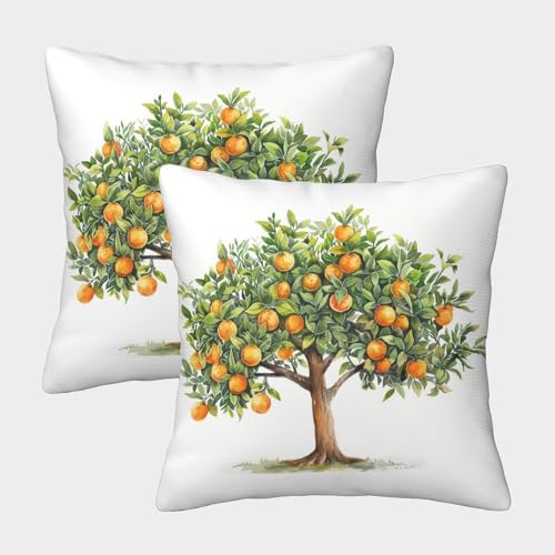 WENCIUEOL Orange Dekorative Fruit Coolness Solid Color Kissenbezüge Im 2er-Set, Geeignet Für Living Room Accent Und Outdoor Leisure, Maschinenwaschbar 45x45cm von WENCIUEOL