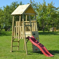 Wendi Toys Holz Spielturm Hase inkl. Rutsche und Kletterwand Natur 260x110x270 cm von WENDI TOYS
