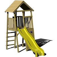 Kinderspielhaus, Kletterturm Falke mit Rutsche und Kletterwand holz / gelb - Wendi Toys von WENDI TOYS