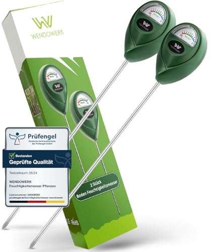WENDOWERK® [2 Stück Extra Langer Boden Feuchtigkeitsmesser für Pflanzen 40CM [Grün/Grün] - Ohne Batterien - Verbessertes Feuchtigkeitsmessgerät Pflanzen [2025] – Premium Bodentester von WENDOWERK