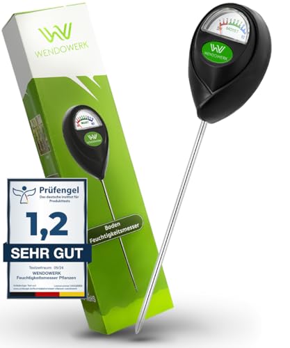 Wendowerk® Boden Feuchtigkeitsmesser für Pflanzen - [Grün/Schwarz] - Ohne Batterien - Verbessertes Feuchtigkeitsmessgerät Pflanzen [2025] – Premium Bodentester von WENDOWERK